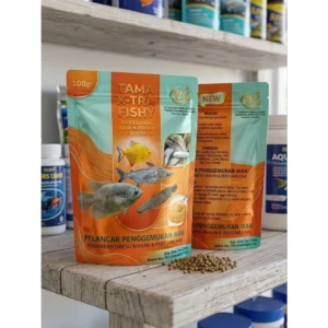TAMA X-TRA FISHY 100GRAM SACHET, Pelancar Penggemukan Ikan, Penambah Nafsu Makan & Pertumbuhan